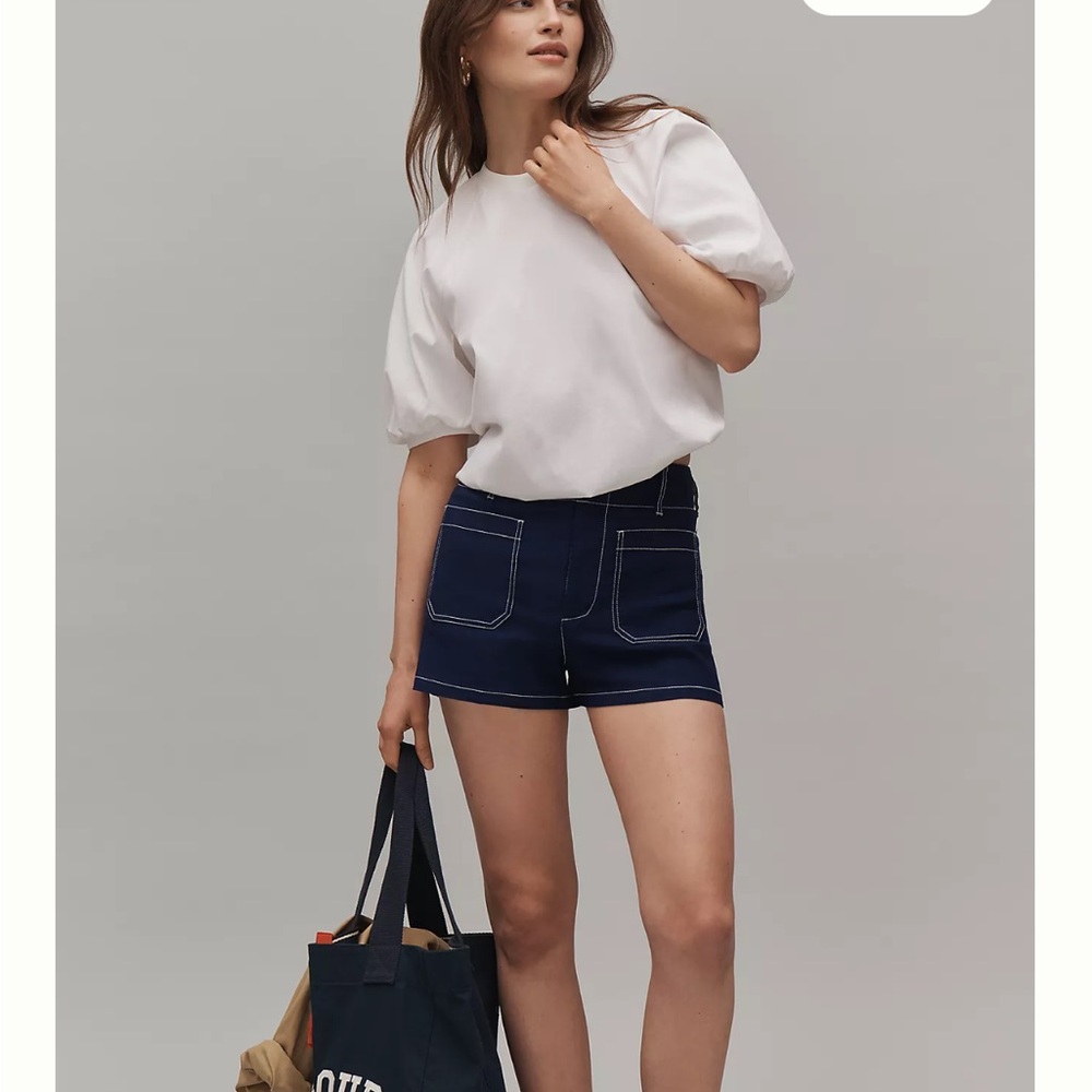 Anthropologie Maeve Colette High Waist Shorts with Contrast stitching